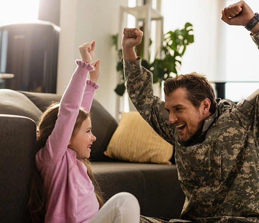 a heartwarming moment of a military service member reunited with their child